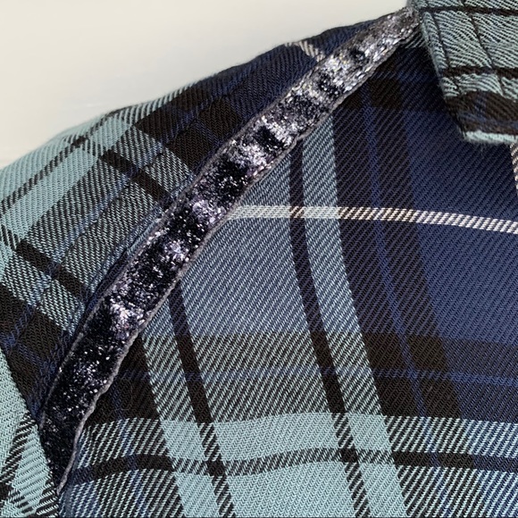 Rock & Republic Sparkle Plaid Buttondown Top-Small - Picture 5 of 10